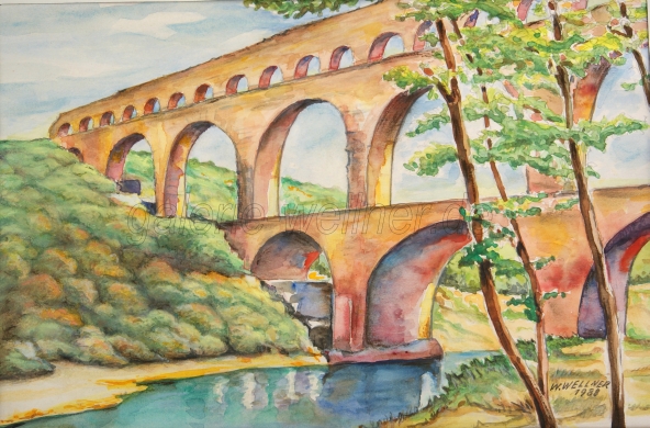 Gemälde Aquädukt Pont du Gard